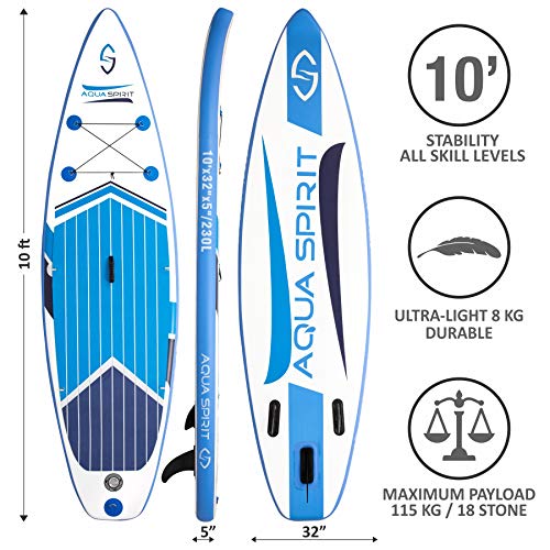 Aqua Spirit 10FT Paddelboard Aufblasbares Sup Board Stand Up Paddel W Zubehör 